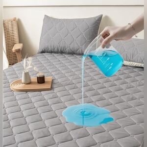 Queen Mattress Protector Waterproof, 18” Deep Pocket Fitted Sheet Queen+2pcs Pil